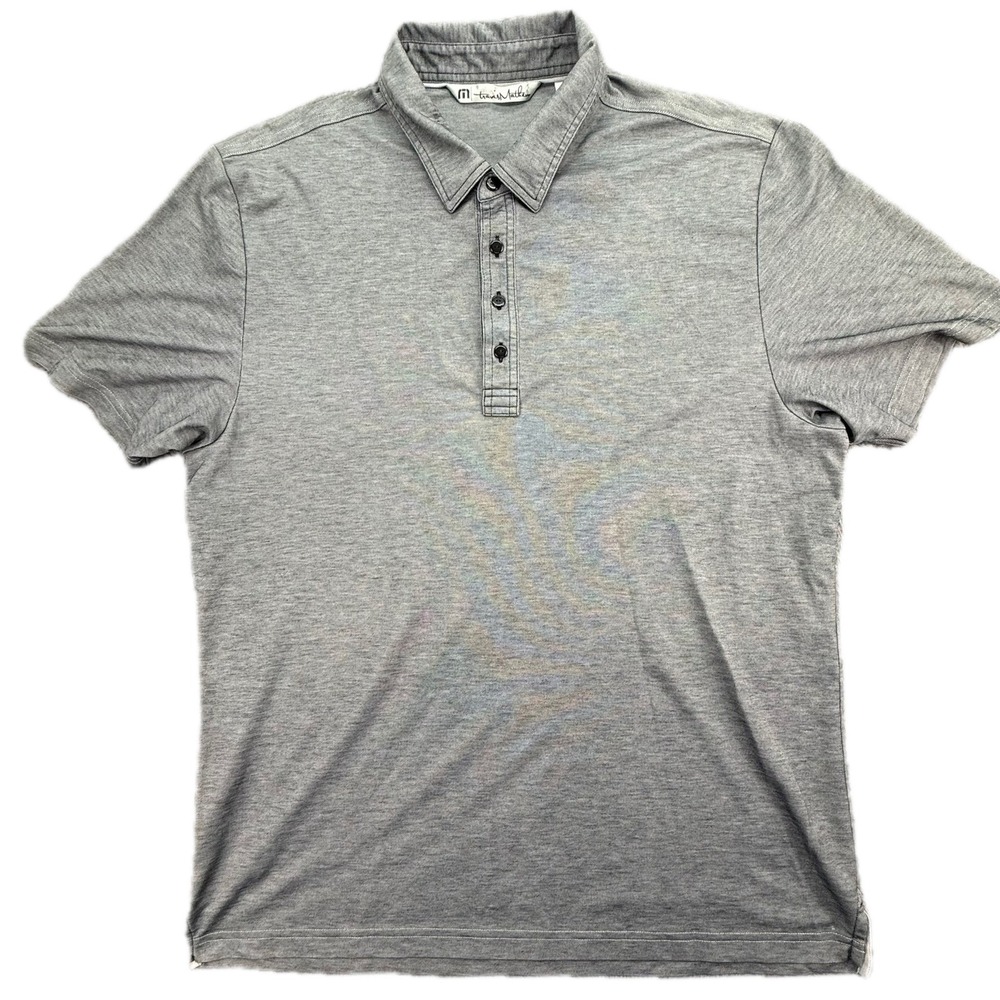 TravisMathew Polo Shirt Mens XL Gray Short Sleeve Performance Golf